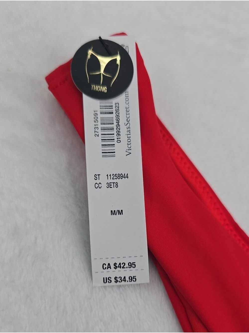 Victoria's Secret Swim Cinched Thong Bikini Bottom Red Pepper Sz Med NWT - Picture 4 of 6